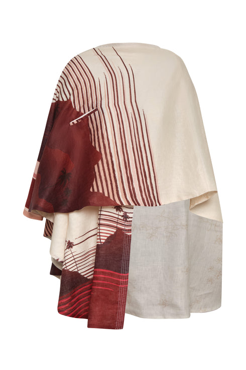 Cavalo Linen Poncho / Red Tropical Landscape